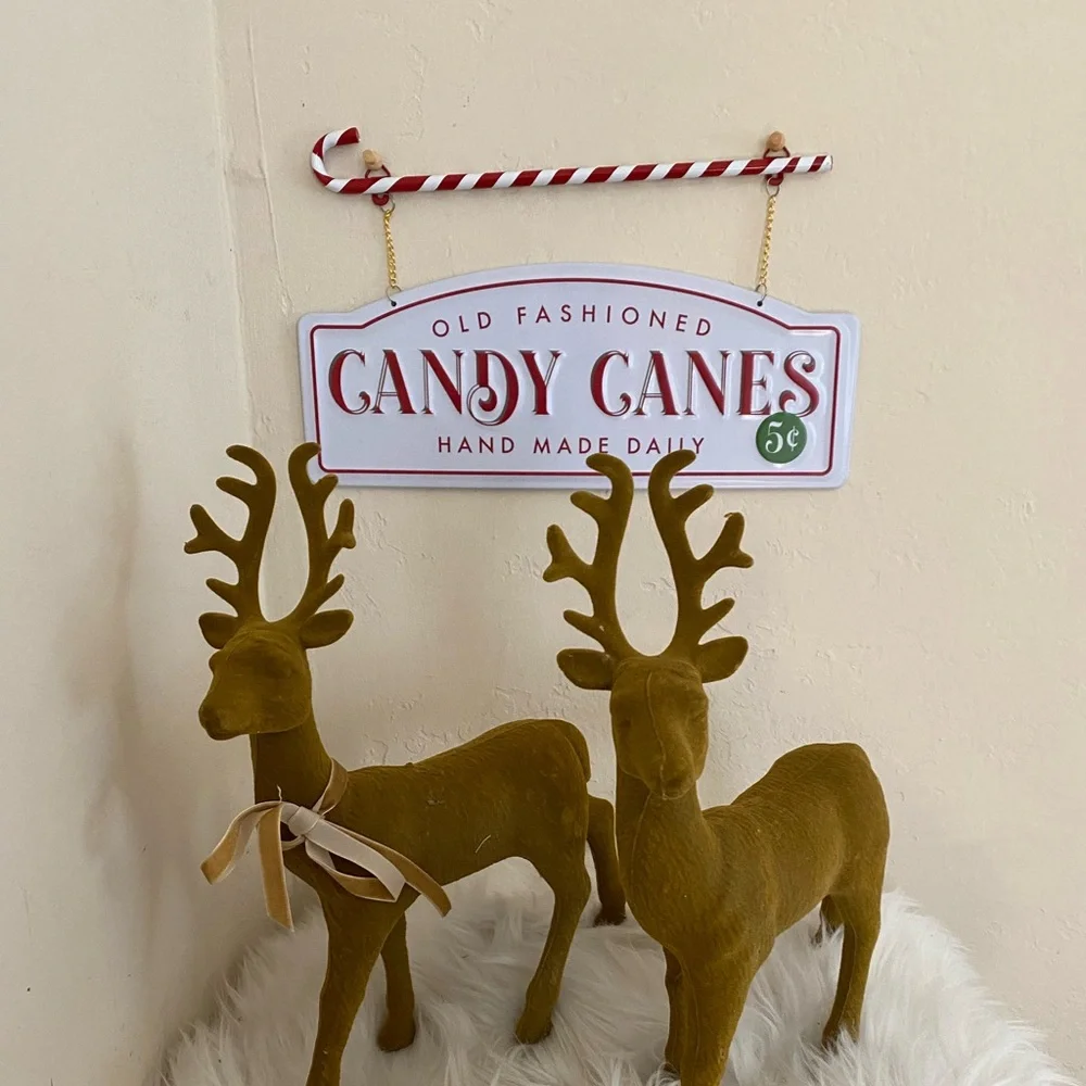 Christmas Target Bullseye Old Fashioned Candy Canes Metal Sign